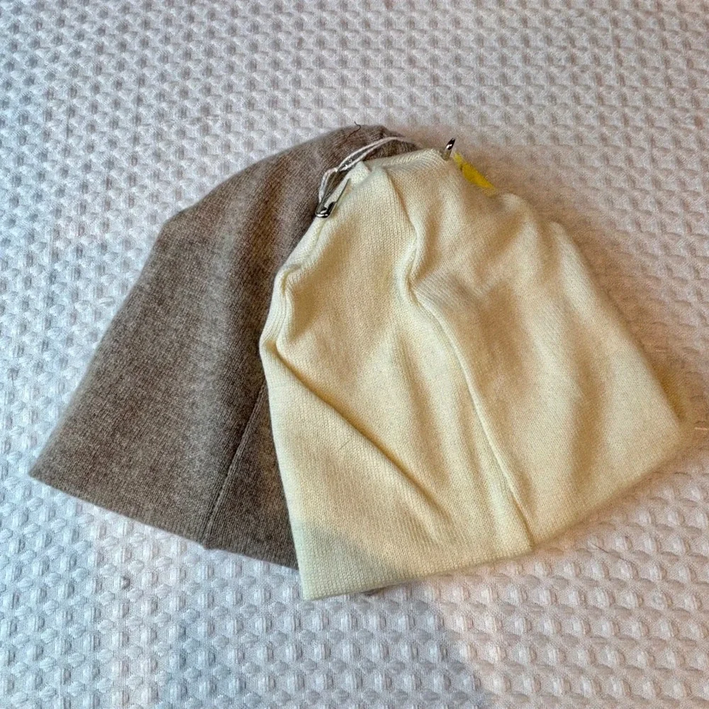Upcycled Kids‎ 2-pack Merino Wool Beanie Hat Cream Taupe Soft Warm Breathable